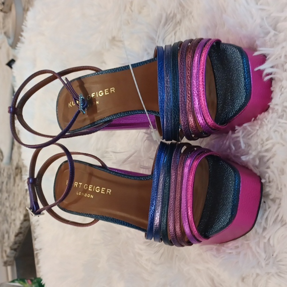 NEW Kurt Geiger London Perria Purple Rainbow Platform Sandals MULTI SIZES - Picture 5 of 14